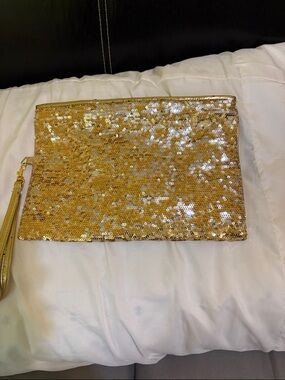 Michael Kors Gold Sequin Wristlet Clutch
